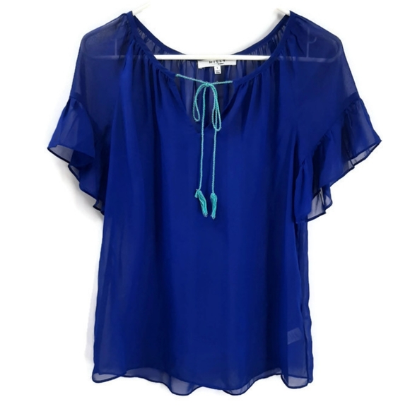 Milly For DesigNation Blue Peasant Blouse - Picture 4 of 7